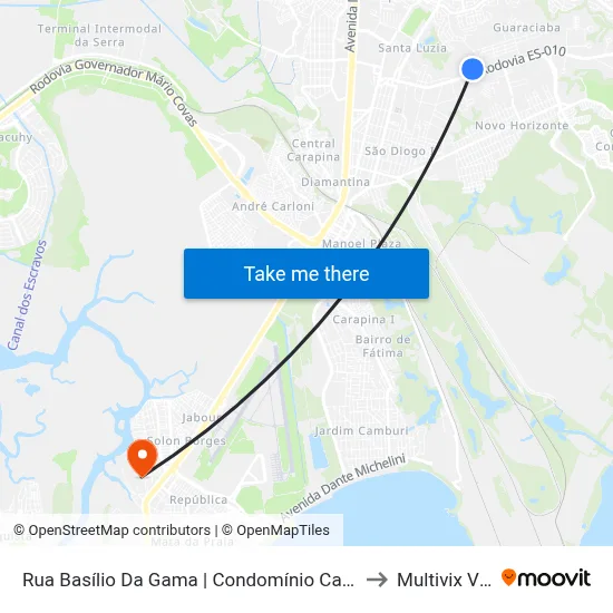 Rua Basílio Da Gama | Condomínio Caminho Do Mar to Multivix Vitória map