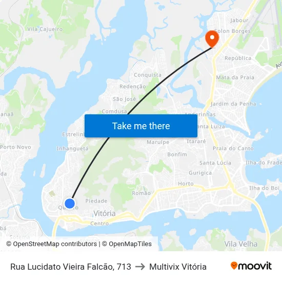 Rua Lucidato Vieira Falcão, 713 to Multivix Vitória map