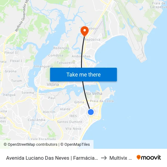 Avenida Luciano Das Neves | Farmácia Cidadã Estadual to Multivix Vitória map