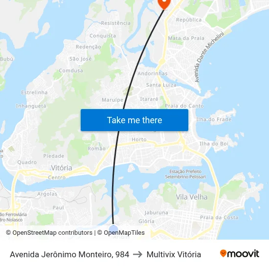 Avenida Jerônimo Monteiro, 984 to Multivix Vitória map