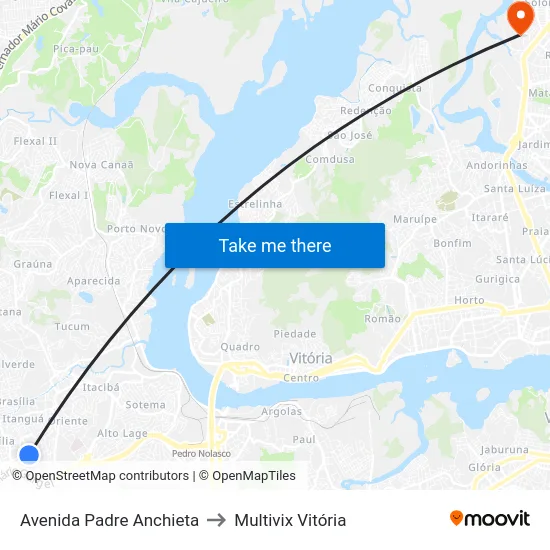 Avenida Padre Anchieta to Multivix Vitória map