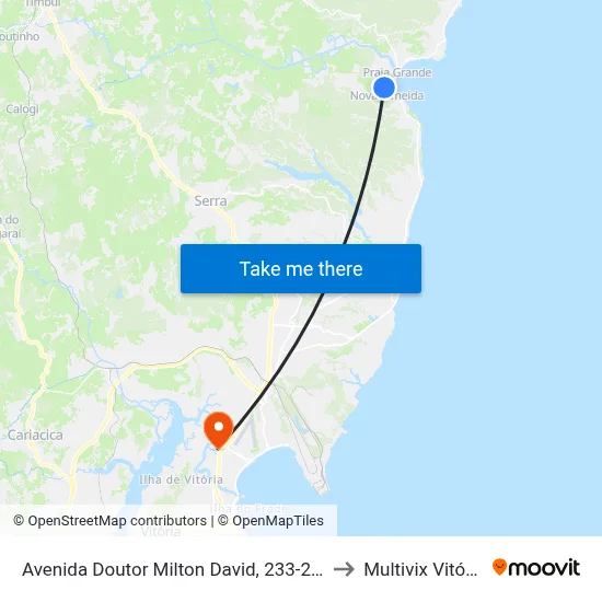 Avenida Doutor Milton David, 233-217 to Multivix Vitória map