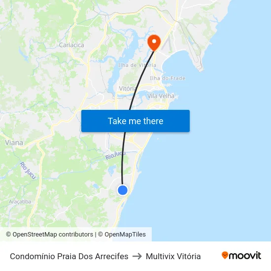 Condomínio Praia Dos Arrecifes to Multivix Vitória map