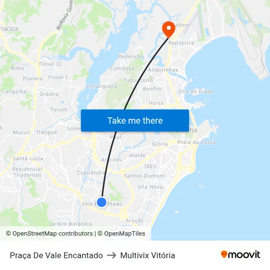Praça De Vale Encantado to Multivix Vitória map