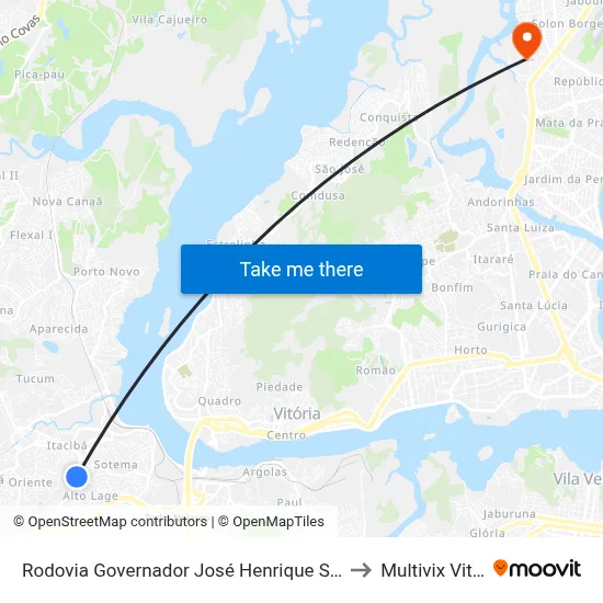 Rodovia Governador José Henrique Sette, 353 to Multivix Vitória map