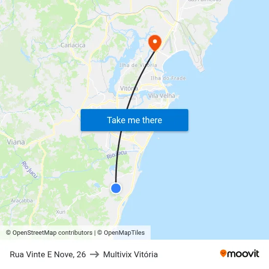 Rua Vinte E Nove, 26 to Multivix Vitória map