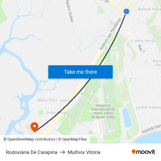 Rodoviária De Carapina to Multivix Vitória map