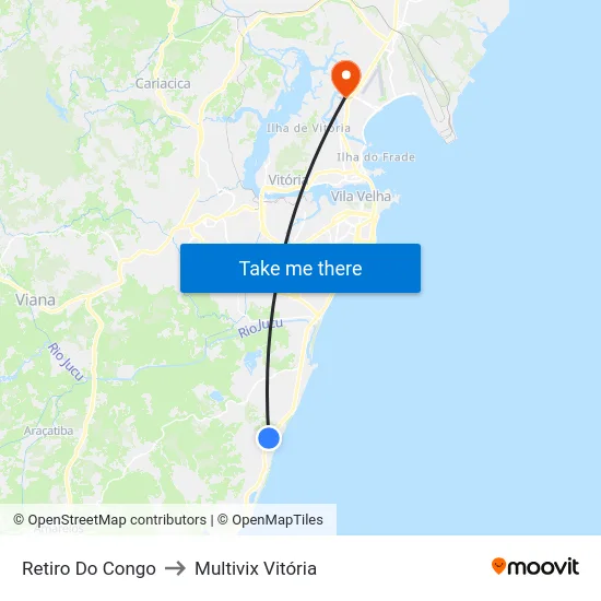 Retiro Do Congo to Multivix Vitória map