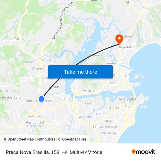 Praca Nova Brasilia, 158 to Multivix Vitória map