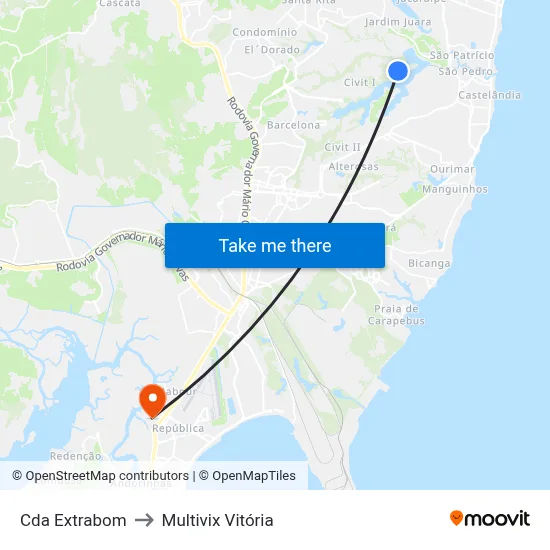 Cda Extrabom to Multivix Vitória map