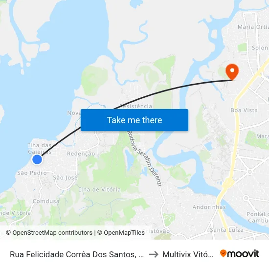 Rua Felicidade Corrêa Dos Santos, 22 to Multivix Vitória map