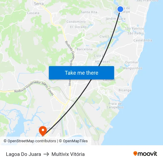 Lagoa Do Juara to Multivix Vitória map
