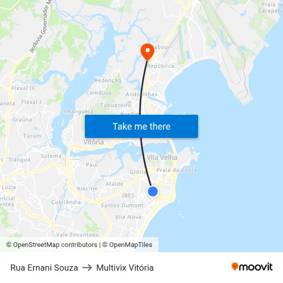 Rua Ernani Souza to Multivix Vitória map