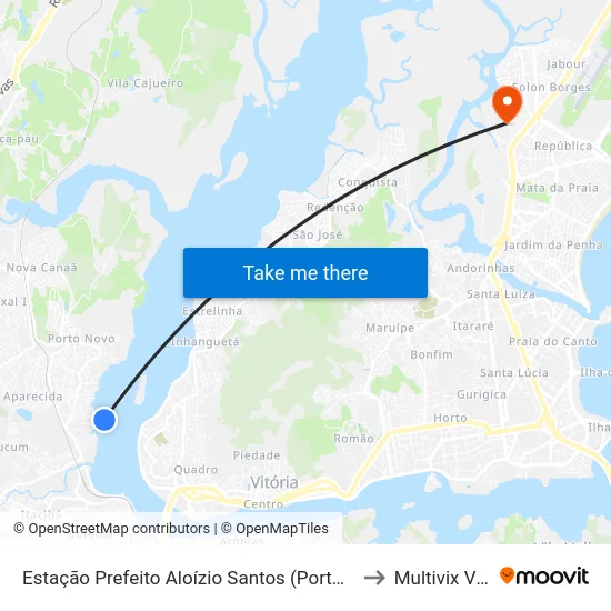 Estação Prefeito Aloízio Santos (Porto De Santana) to Multivix Vitória map