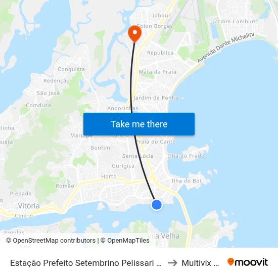 Estação Prefeito Setembrino Pelissari (Praça Do Papa) to Multivix Vitória map