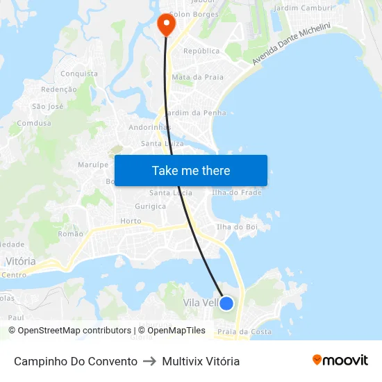 Campinho Do Convento to Multivix Vitória map