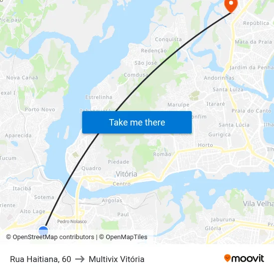 Rua Haitiana, 60 to Multivix Vitória map