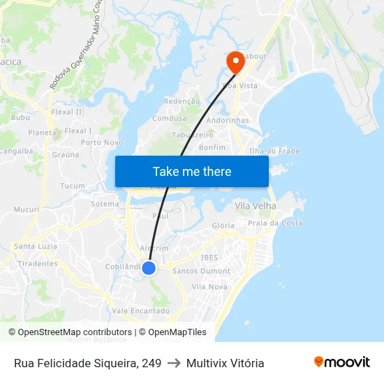 Rua Felicidade Siqueira, 249 to Multivix Vitória map