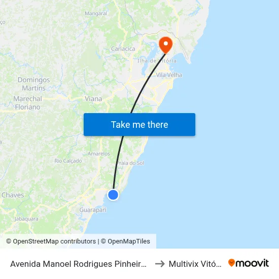 Avenida Manoel Rodrigues Pinheiro, 7 to Multivix Vitória map