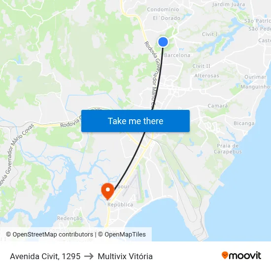 Avenida Civit, 1295 to Multivix Vitória map