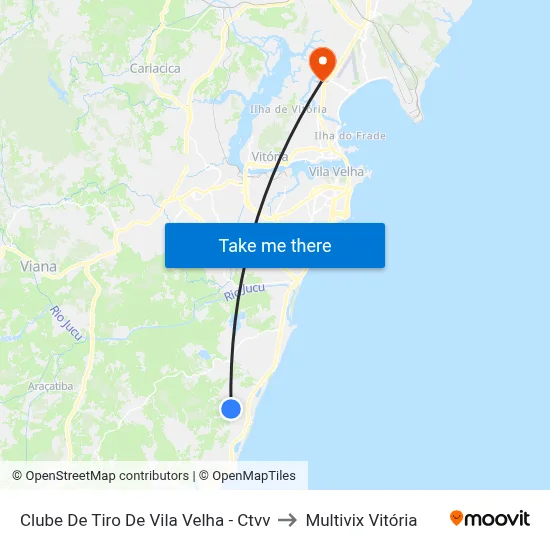 Clube De Tiro De Vila Velha - Ctvv to Multivix Vitória map