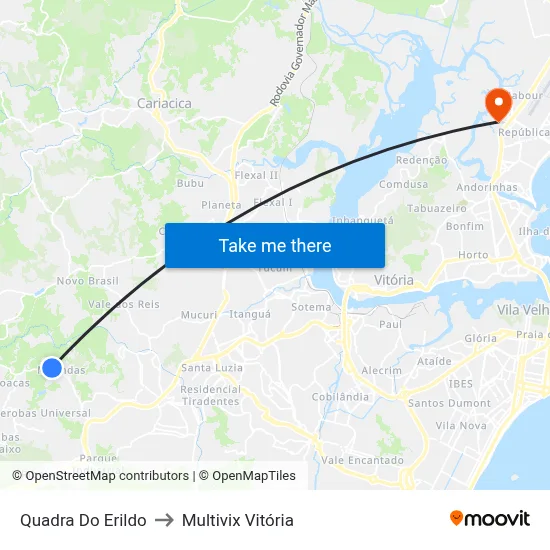 Quadra Do Erildo to Multivix Vitória map