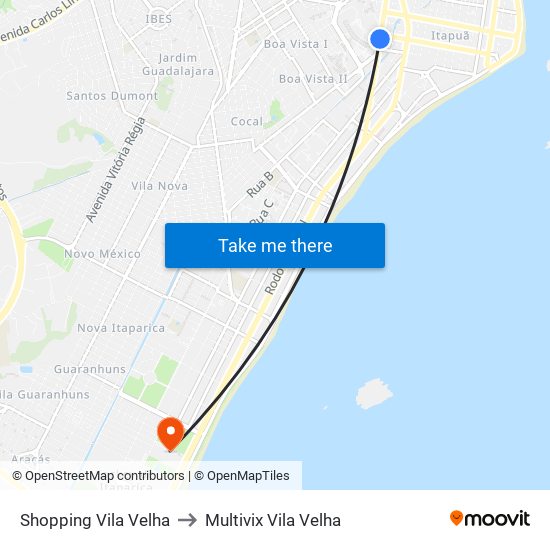 Shopping Vila Velha to Multivix Vila Velha map