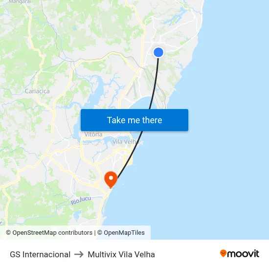 GS Internacional to Multivix Vila Velha map