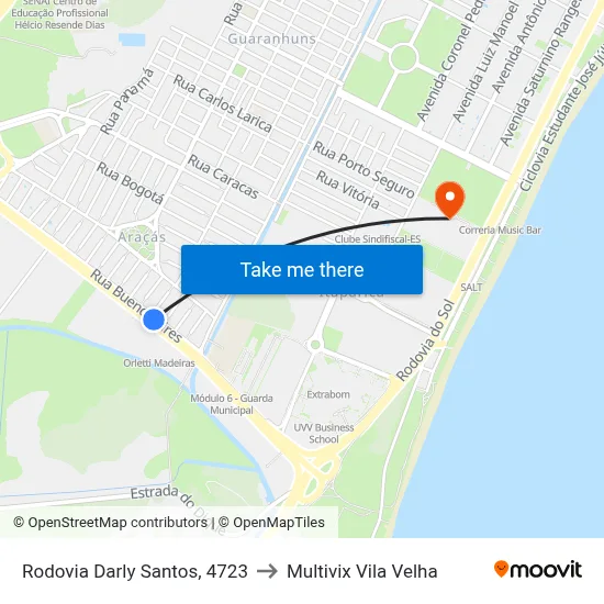Rodovia Darly Santos, 4723 to Multivix Vila Velha map