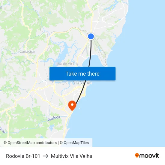 Rodovia Br-101 to Multivix Vila Velha map
