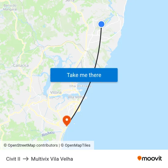 Civit II to Multivix Vila Velha map