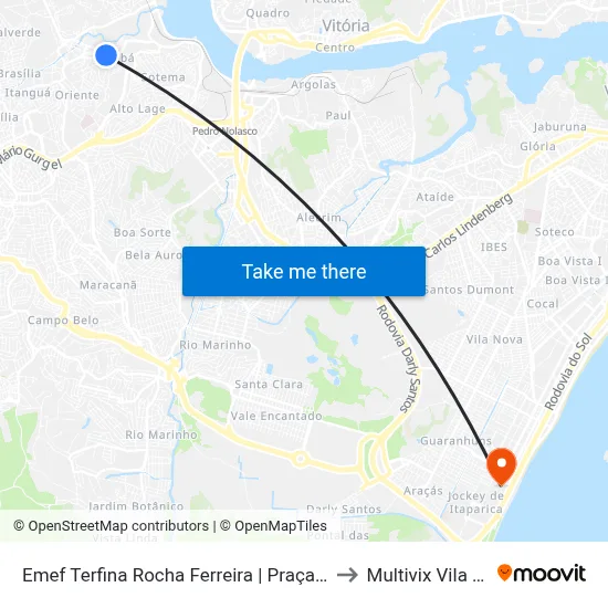 Emef Terfina Rocha Ferreira | Praça De Itacibá to Multivix Vila Velha map