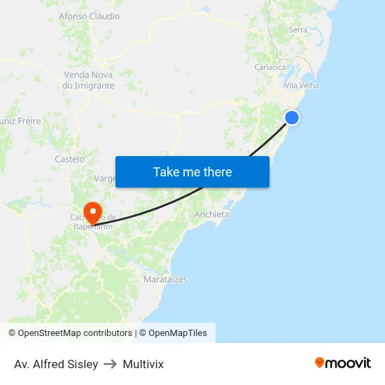 Av. Alfred Sisley to Multivix map