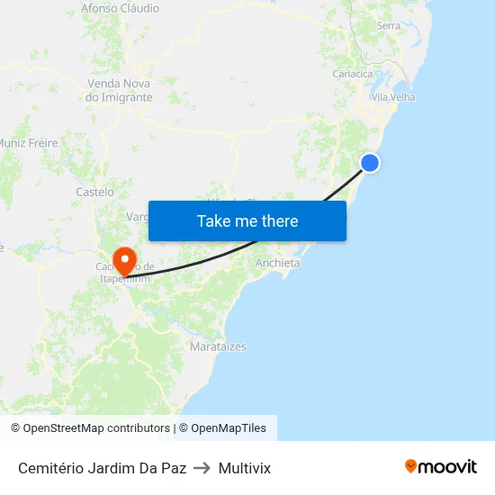 Cemitério Jardim Da Paz to Multivix map