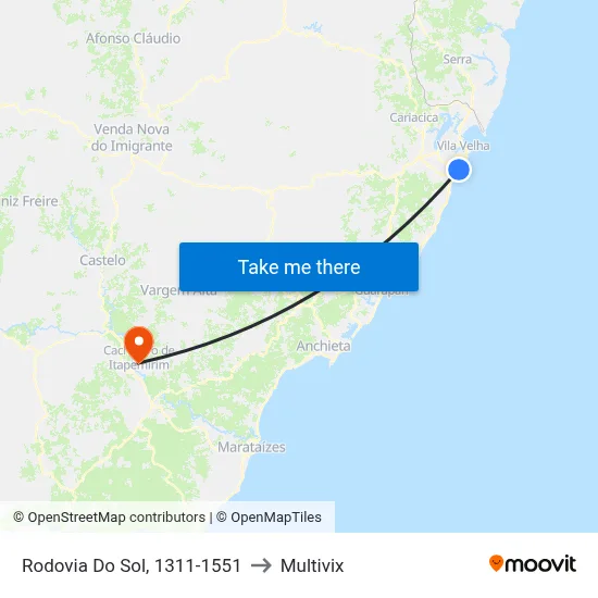 Rodovia Do Sol, 1311-1551 to Multivix map