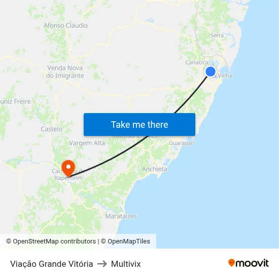 Viação Grande Vitória to Multivix map