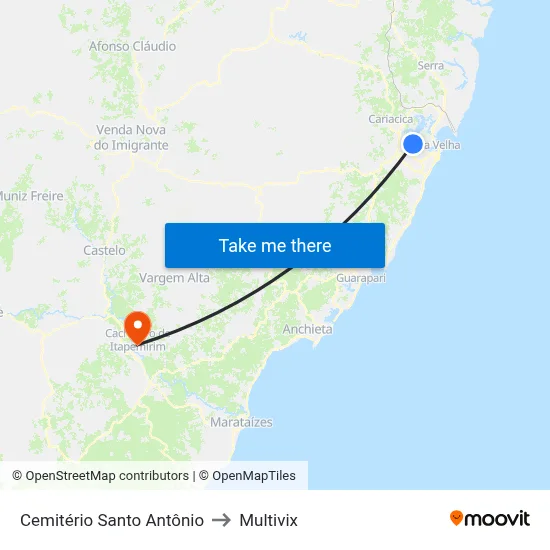 Cemitério Santo Antônio to Multivix map
