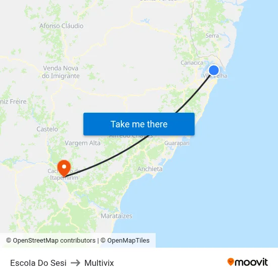 Escola Do Sesi to Multivix map