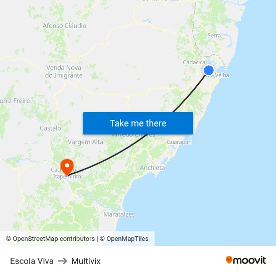 Escola Viva to Multivix map