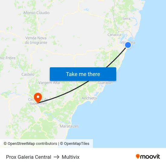 Prox Galeria Central to Multivix map