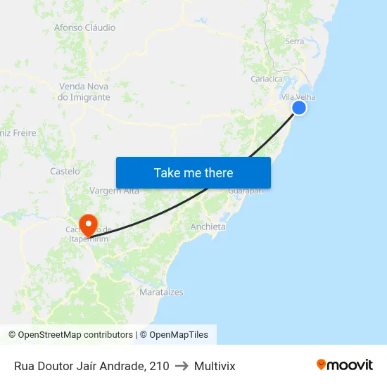 Rua Doutor Jaír Andrade, 210 to Multivix map