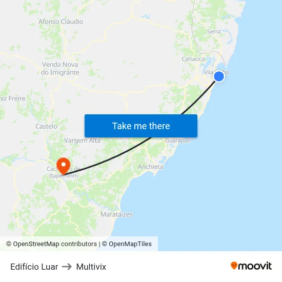 Edifício Luar to Multivix map