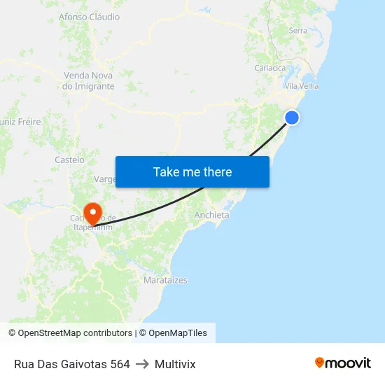 Rua Das Gaivotas 564 to Multivix map