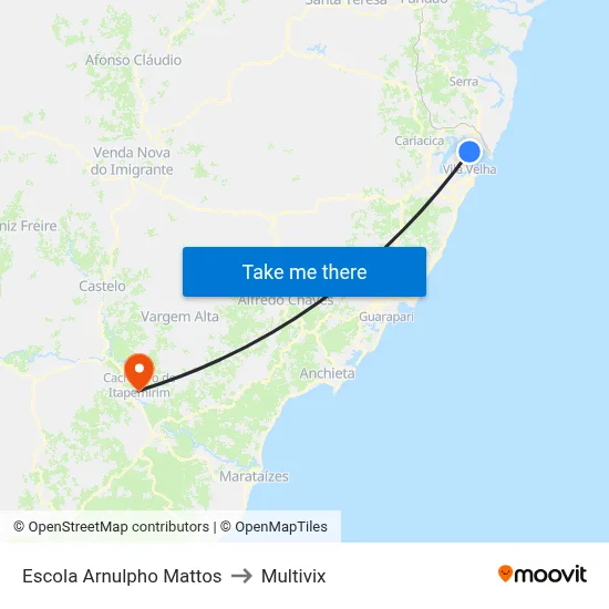 Escola Arnulpho Mattos to Multivix map