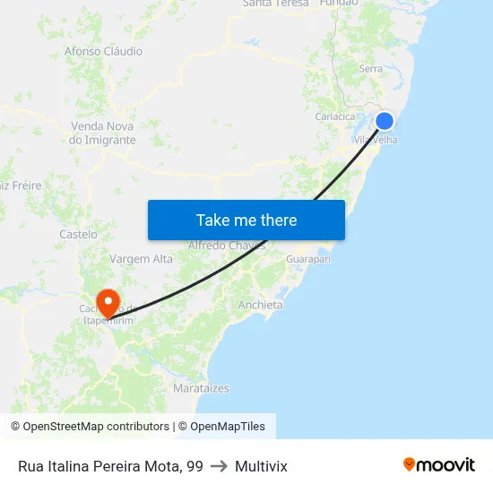 Rua Italina Pereira Mota, 99 to Multivix map