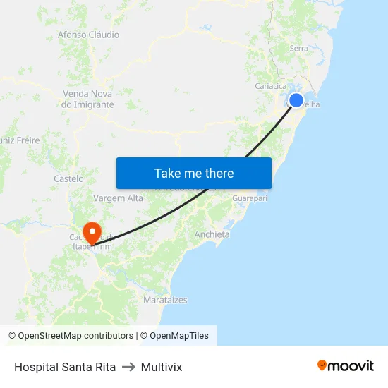 Hospital Santa Rita to Multivix map