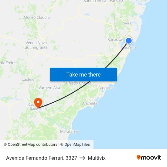 Avenida Fernando Ferrari, 3327 to Multivix map