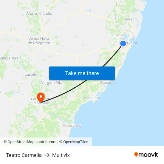 Teatro Carmelia to Multivix map