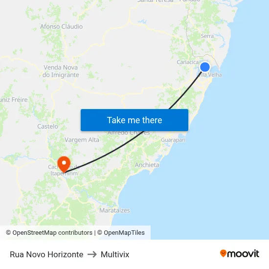Rua Novo Horizonte to Multivix map