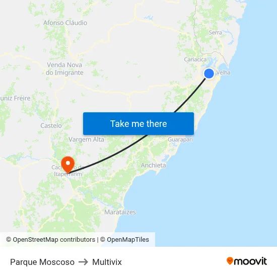 Parque Moscoso to Multivix map